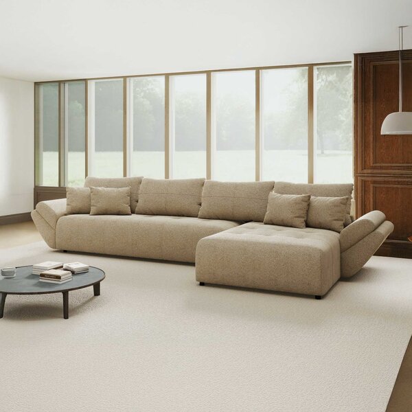 Colțar extensibil dumonde cu ladă de depozitare Berlin XL Quelle Bej 05 II 350x185 cm