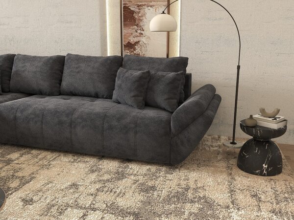 Colțar extensibil dumonde cu ladă de depozitare si sezut confortabil din spuma high-density, Berlin XL Vibe Gri Antracit 350x185 cm