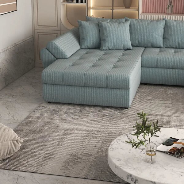 Colțar extensibil dumonde cu ladă de depozitare Loana U Ambience Mint 375x185 cm