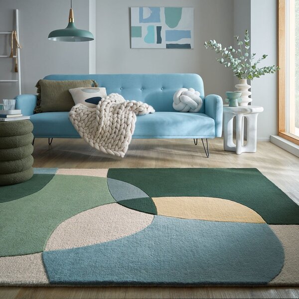 Covor verde țesut manual din lână 120x170 cm Glow Green & Blue – Flair Rugs