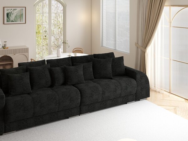 Canapea extensibilă dumonde cu 2 lăzi de depozitare si sezut confortabil din spuma high-density, Verona Quelle Negru 310x120 cm