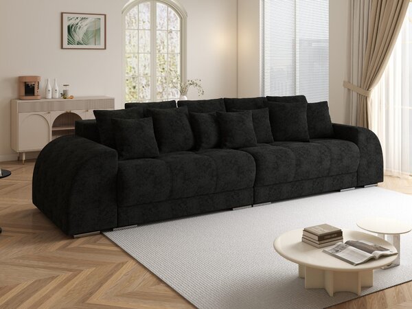 Canapea extensibilă dumonde cu 2 lăzi de depozitare si sezut confortabil din spuma high-density, Verona Quelle Negru 310x120 cm