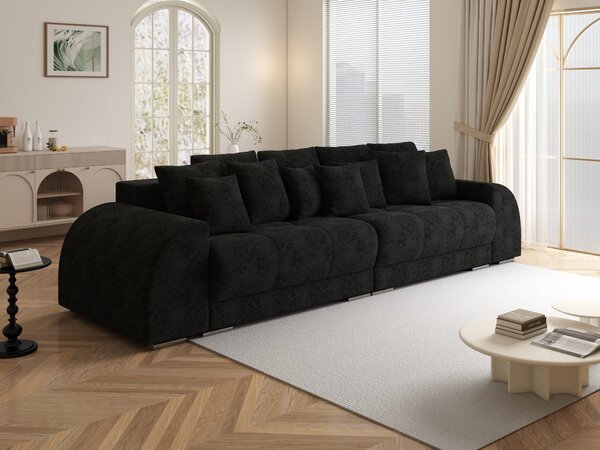Canapea extensibilă dumonde cu 2 lăzi de depozitare si sezut confortabil din spuma high-density, Verona Quelle Negru 310x120 cm