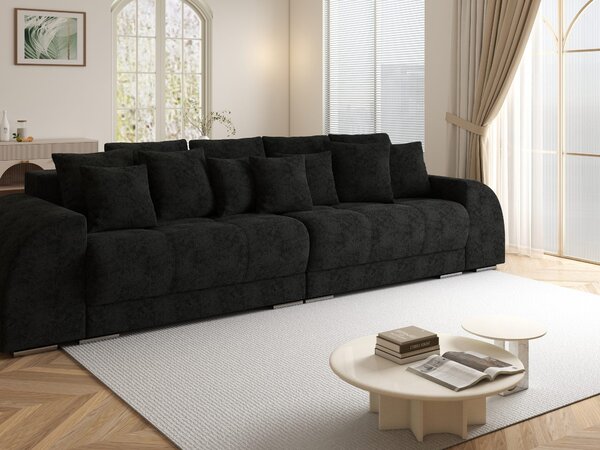 Canapea extensibilă dumonde cu 2 lăzi de depozitare si sezut confortabil din spuma high-density, Verona Quelle Negru 310x120 cm