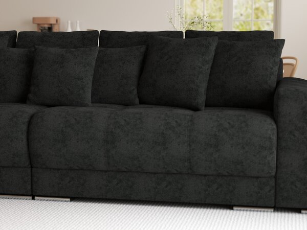 Canapea extensibilă dumonde cu 2 lăzi de depozitare si sezut confortabil din spuma high-density, Verona Quelle Negru 310x120 cm