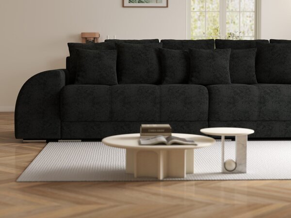 Canapea extensibilă dumonde cu 2 lăzi de depozitare si sezut confortabil din spuma high-density, Verona Quelle Negru 310x120 cm