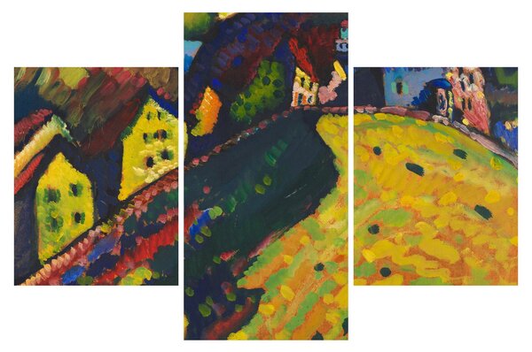 Tablou - Vasily Kandinsky, Houses at Murnau, reproducere (90x60 cm)