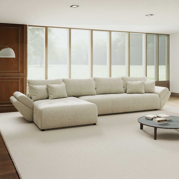 Colțar extensibil dumonde cu ladă de depozitare Berlin XL Arena Bej 20 350x185 cm