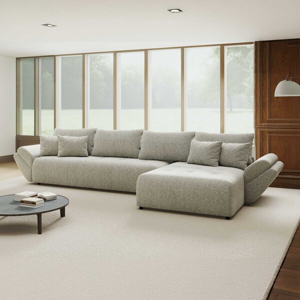 Colțar extensibil dumonde cu ladă de depozitare Berlin XL Arena Gri 15 II 350x185 cm