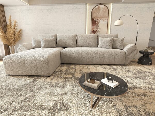 Colțar extensibil dumonde cu ladă de depozitare si sezut confortabil din spuma high-density, Berlin XL Jaguar Gri 350x185 cm