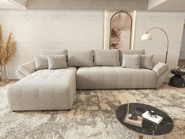 Colțar extensibil dumonde cu ladă de depozitare si sezut confortabil din spuma high-density, Berlin XL Jaguar Gri 350x185 cm