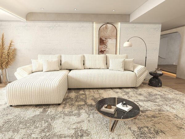 Colțar extensibil dumonde cu ladă de depozitare Berlin XL Tilia Bej 01 350x185 cm