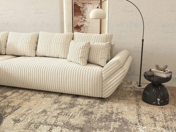 Colțar extensibil dumonde cu ladă de depozitare Berlin XL Tilia Bej 01 350x185 cm