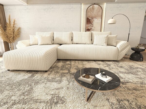 Colțar extensibil dumonde cu ladă de depozitare Berlin XL Tilia Bej 01 350x185 cm