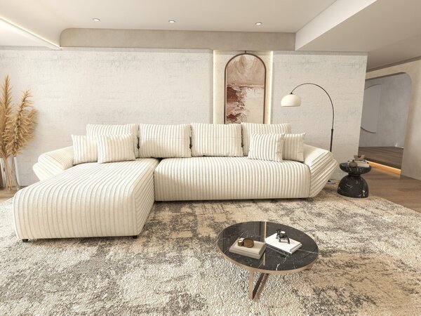 Colțar extensibil dumonde cu ladă de depozitare Berlin XL Tilia Bej 01 350x185 cm