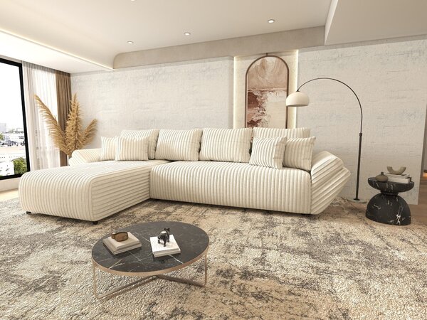 Colțar extensibil dumonde cu ladă de depozitare Berlin XL Tilia Bej 01 350x185 cm