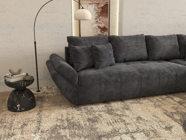 Colțar extensibil dumonde cu ladă de depozitare si sezut confortabil din spuma high-density, Berlin XL Vibe Gri Antracit 97 II 350x185 cm