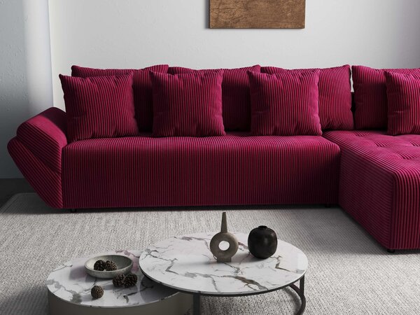 Colțar extensibil dumonde cu ladă de depozitare si sezut confortabil din spuma high-density, Berlin XL Zoom Red 350x185 cm II