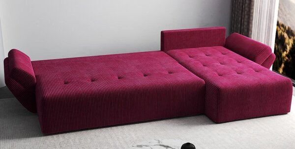 Colțar extensibil dumonde cu ladă de depozitare si sezut confortabil din spuma high-density, Berlin XL Zoom Red 350x185 cm II