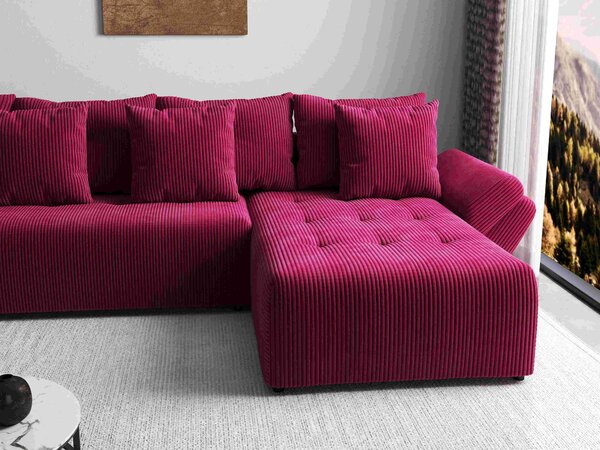 Colțar extensibil dumonde cu ladă de depozitare si sezut confortabil din spuma high-density, Berlin XL Zoom Red 350x185 cm II