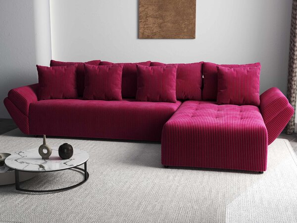 Colțar extensibil dumonde cu ladă de depozitare si sezut confortabil din spuma high-density, Berlin XL Zoom Red 350x185 cm II