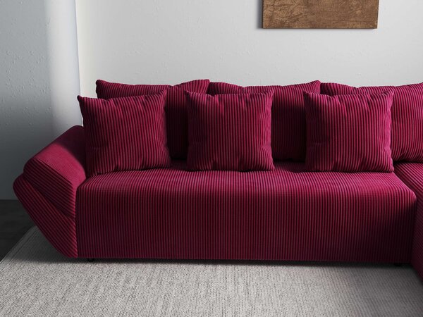 Colțar extensibil dumonde cu ladă de depozitare si sezut confortabil din spuma high-density, Berlin XL Zoom Red 350x185 cm II