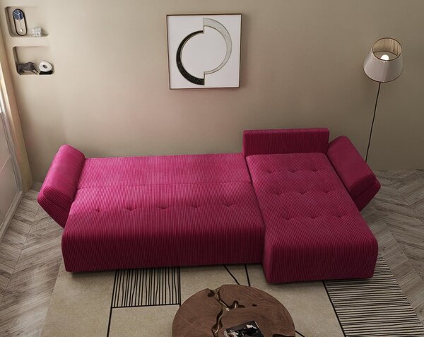 Colțar extensibil dumonde cu ladă de depozitare si sezut confortabil din spuma high-density, Berlin XL Zoom Red 350x185 cm II