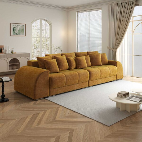 Canapea extensibilă dumonde cu 2 lăzi de depozitare Verona Monolith Mustar 310x120 cm