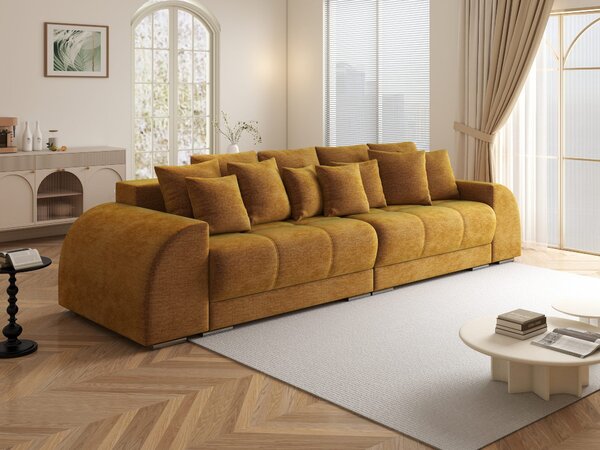Canapea extensibilă dumonde cu 2 lăzi de depozitare Verona Monolith Mustar 310x120 cm
