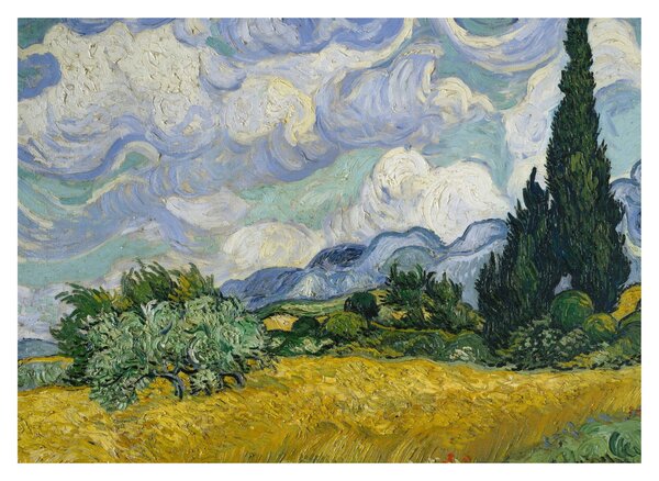 Tablou - Vincent van Gogh, Wheat Field with Cypresses, reproducere (70x50 cm)