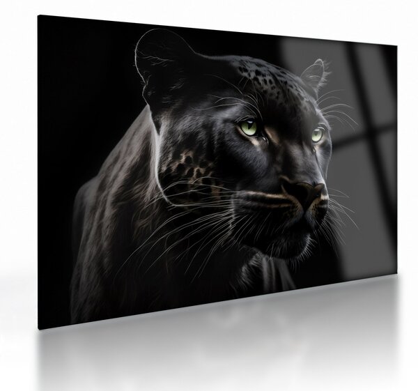 Tablou pe sticlă - Pantera Neagră (70x50 cm)