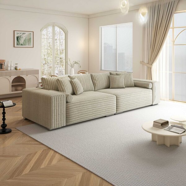 Canapea extensibilă dumonde cu ladă de depozitare Marbela XXL Tilia Bej 08 295x120 cm