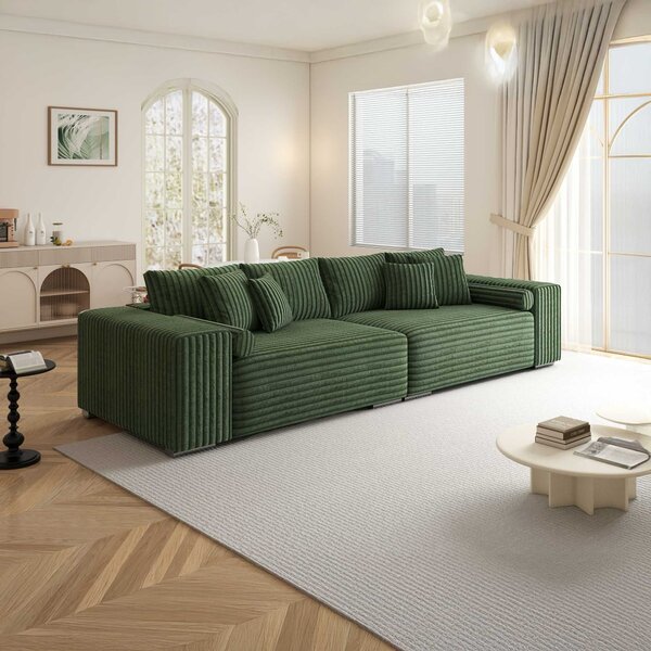 Canapea extensibilă dumonde cu ladă de depozitare Marbela XXL Tilia Verde 295x120 cm