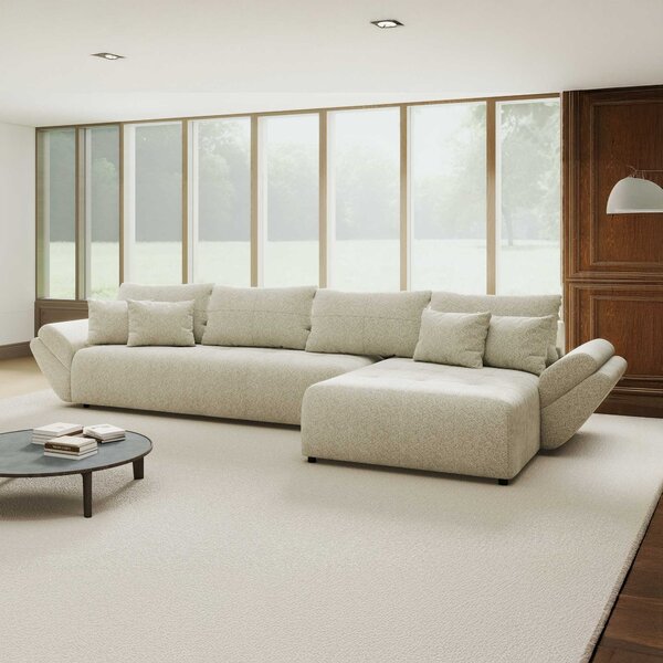 Colțar extensibil dumonde cu ladă de depozitare Berlin XL Arena Bej 20 II 350x185 cm