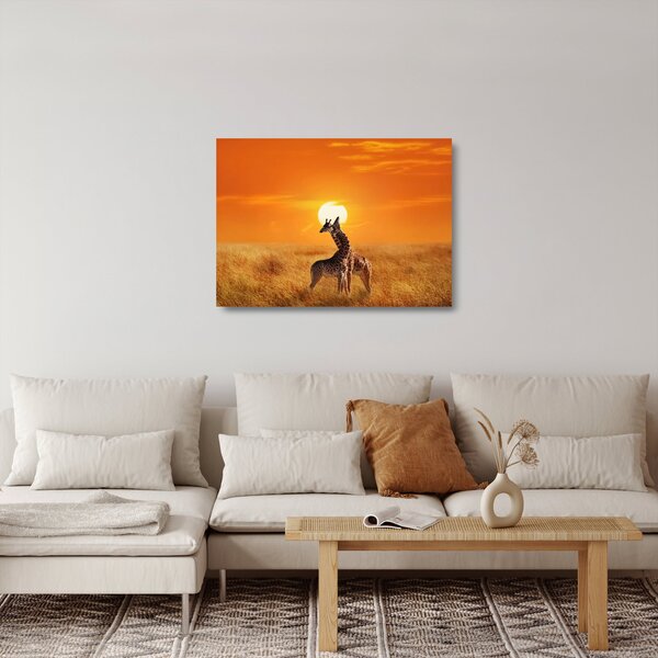 Tablou pe sticlă - Girafe în Parcul Național Serengeti (70x50 cm)