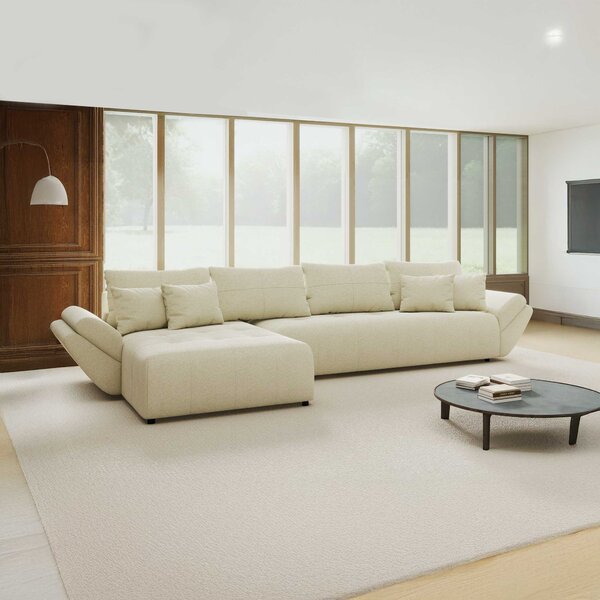 Colțar extensibil dumonde cu ladă de depozitare Berlin XL Quelle Bej 02 350x185 cm