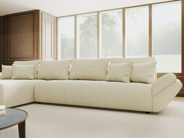 Colțar extensibil dumonde cu ladă de depozitare Berlin XL Quelle Bej 02 350x185 cm