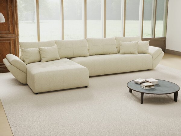 Colțar extensibil dumonde cu ladă de depozitare Berlin XL Quelle Bej 02 350x185 cm