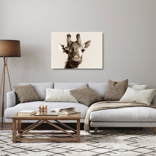 Tablou pe sticlă - Portret de girafă, de epocă (70x50 cm)