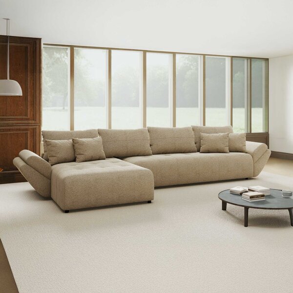 Colțar extensibil dumonde cu ladă de depozitare Berlin XL Quelle Bej 05 350x185 cm