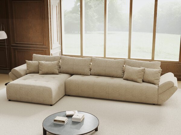 Colțar extensibil dumonde cu ladă de depozitare Berlin XL Quelle Bej 05 350x185 cm