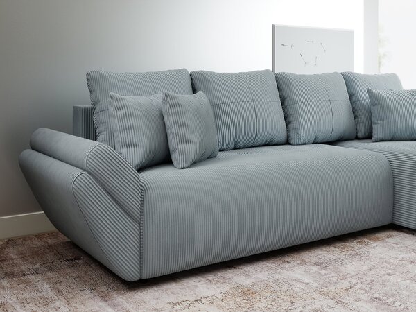 Colțar extensibil dumonde cu ladă de depozitare si sezut confortabil din spuma high-density, Berlin XL Zoom Grey II 350x185 cm
