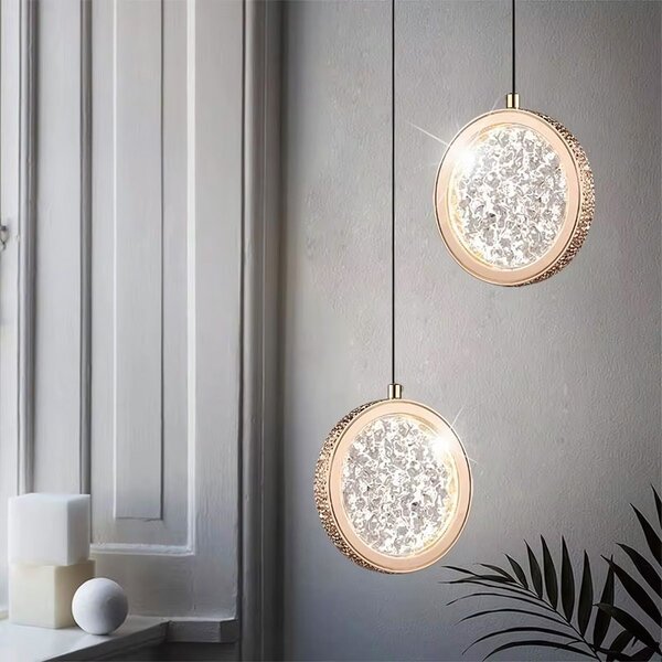 Lustră cu Cristale Suspendată LED LHJ100-1CP Złota