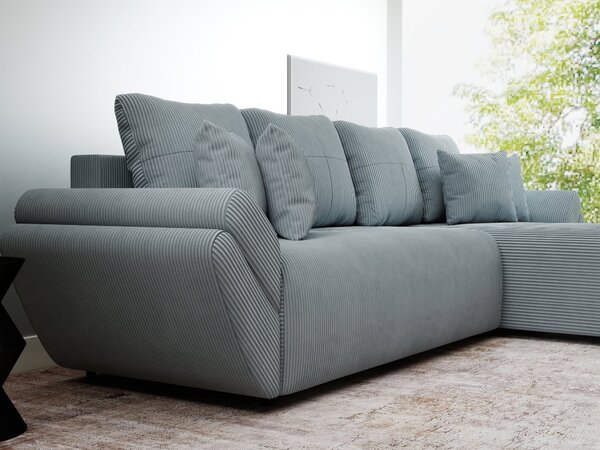 Colțar extensibil dumonde cu ladă de depozitare si sezut confortabil din spuma high-density, Berlin XL Zoom Grey II 350x185 cm
