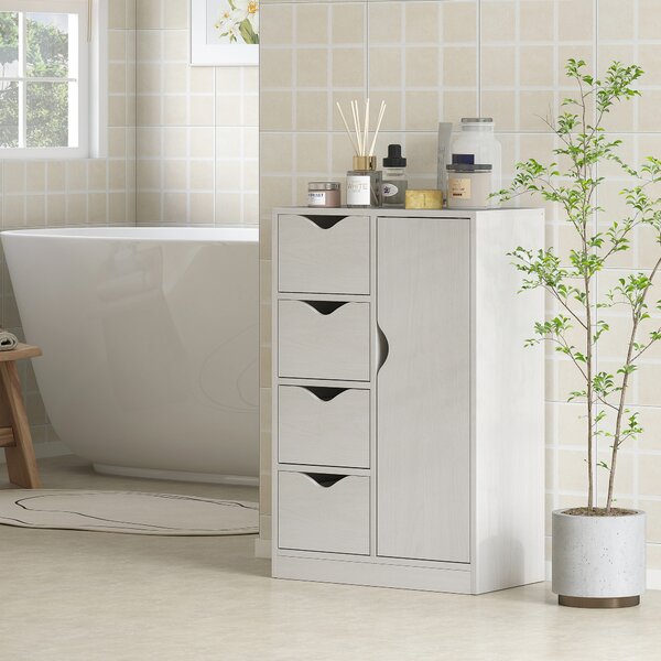 HOMCOM Mobilier Dulap Baie cu 4 Sertare si 2 Niveluri, Modern si Practic pentru Baie, Alb | Aosom Romania