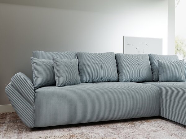 Colțar extensibil dumonde cu ladă de depozitare si sezut confortabil din spuma high-density, Berlin XL Zoom Grey II 350x185 cm