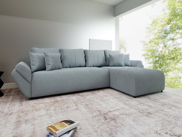 Colțar extensibil dumonde cu ladă de depozitare si sezut confortabil din spuma high-density, Berlin XL Zoom Grey II 350x185 cm