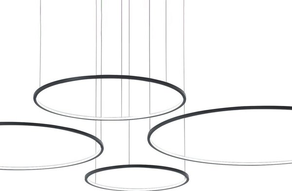 Milagro Lighting Lampă suspendată LED Saturno, 4 becuri, negru, metal, 4.000 K, Negru, Camera de zi / sufragerie, Metal, Modern