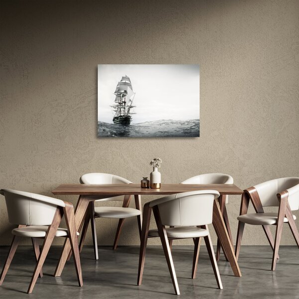 Tablou pe sticlă - O navă care navighează pe ocean (70x50 cm)