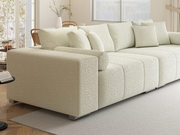 Canapea extensibilă dumonde cu ladă de depozitare si sezut confortabil din spuma high-density, Marbela XXL Jaguar Ivory 295x120 cm